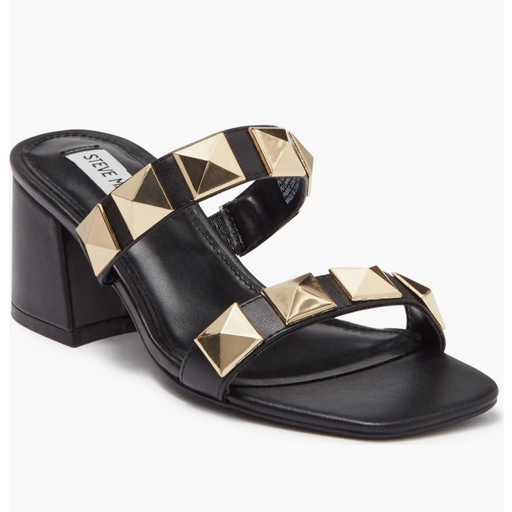 Steve Madden Black Heels with Gold Studs